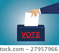 Voting concept in flat style. hand putting paper 27957966