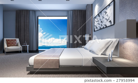 Oriental Bedroom Sea View / 3D Rendering Oriental Bedroom Sea View / 3D Rendering 27958994