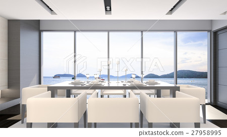 Sea view dining room / 3D Rendering Sea view dining room / 3D Rendering 27958995