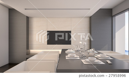 Dining room in luxury house / 3D Rendering Dining room in luxury house / 3D Rendering 27958996