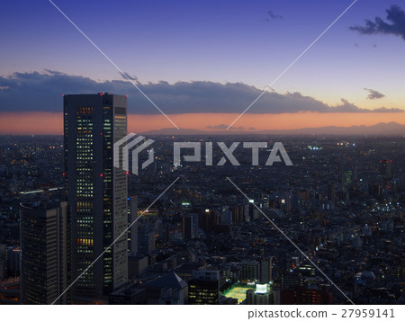 Building street in downtown area (Tokyo Metropolitan Observatory) ~ Dusk ~ 27959141