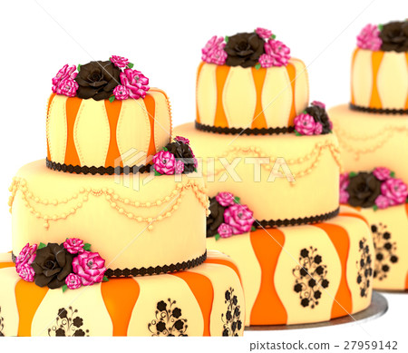 Three tier cake with 3 layer decorated chocolate 27959142