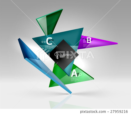 Vector glass triangles composition on grey 3d 27959216