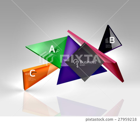 Glossy glass translucent triangles on 3d empty Glossy glass translucent triangles on 3d empty 27959218