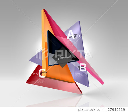 Glossy glass translucent triangles on 3d empty Glossy glass translucent triangles on 3d empty 27959219