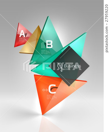 Glossy glass translucent triangles on 3d empty Glossy glass translucent triangles on 3d empty 27959220