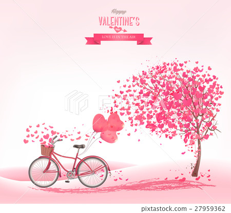Valentine's Day background with heart shaped tree - Stock Illustration ...