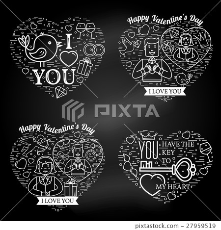 Happy Valentines Day greetings card, labels Happy Valentines Day greetings card, labels 27959519