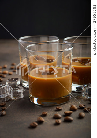 Glass of Coffee Liqueur with ice 27959582