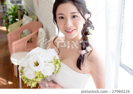 婚禮圖像，美女形象，花束，婚紗禮服 27960226