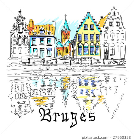 Scenic city view of Bruges canal with beautiful 27960338