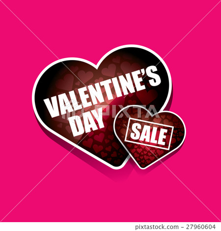 Valentines day heart sale tag isolated on pink 27960604