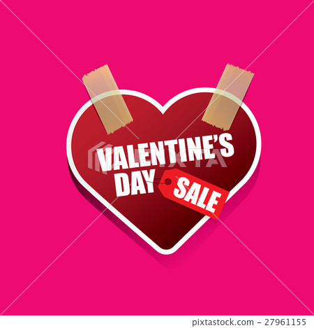 Valentines day heart sale tag isolated on pink 27961155
