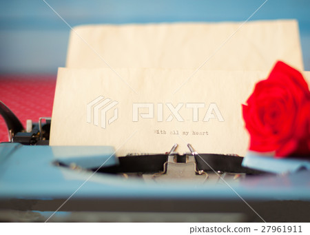 Vintage typewriter with love message and rose Vintage typewriter with love message and rose 27961911