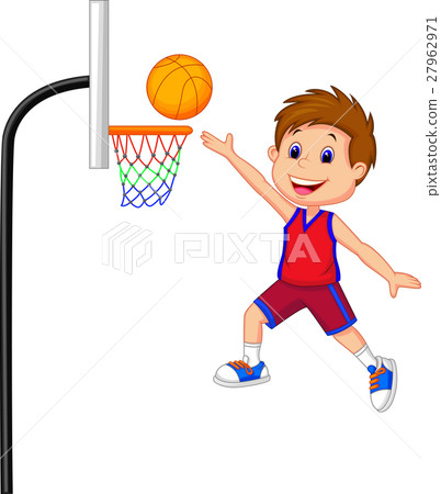 Cartoon Boy Playing Basket Ball Stock Illustration