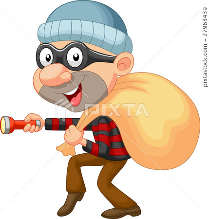 Thief cartoon with sack of money - Stock Illustration [27963439] - PIXTA