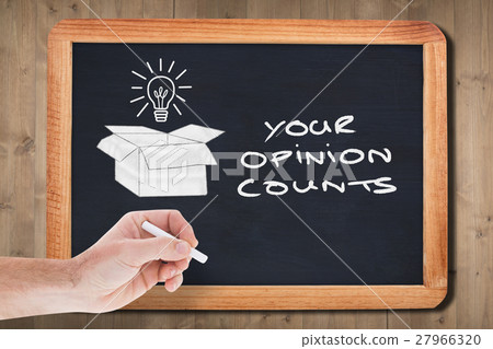 Composite image of hand holding a chalk and writing something Composite image of hand holding a chalk and writing something 27966320