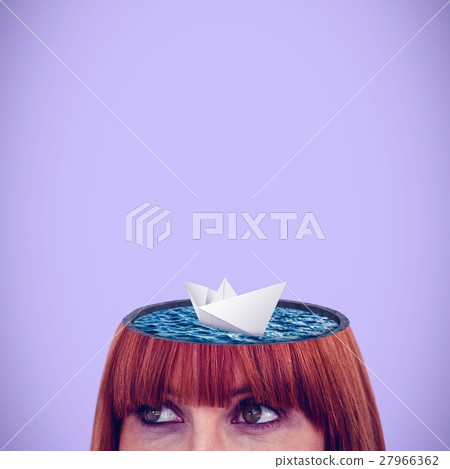 Composite image of red head woman with copy space Composite image of red head woman with copy space 27966362