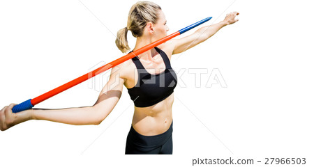 Sportswoman preparing to javelin throw 27966503