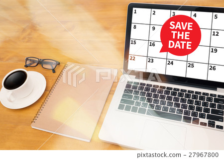 SAVE THE DATE message on hand holding to  27967800