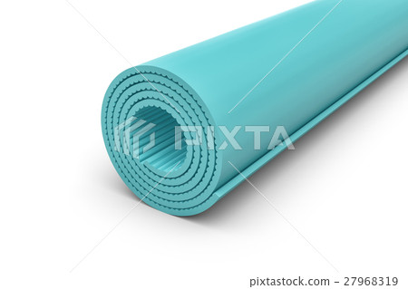 Rendering of blue rolled yoga mat on white Rendering of blue rolled yoga mat on white 27968319