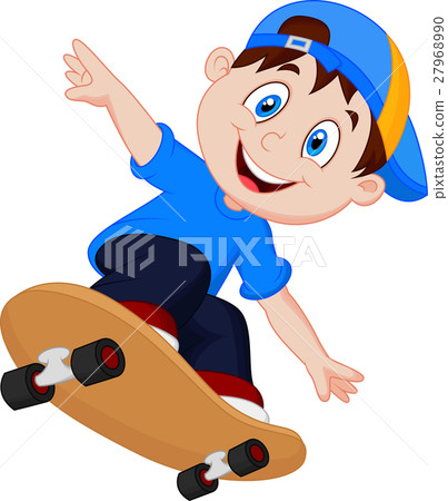 Happy Cartoon Skateboard Boy 27968990