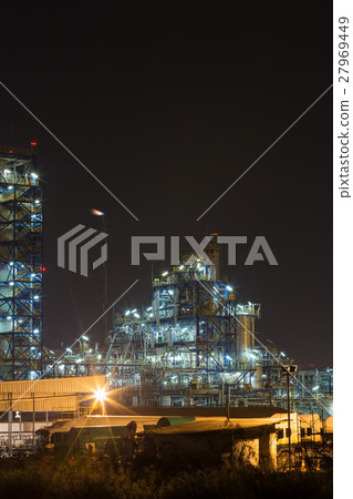 Oil refinery industrial plant at night Oil refinery industrial plant at night 27969449