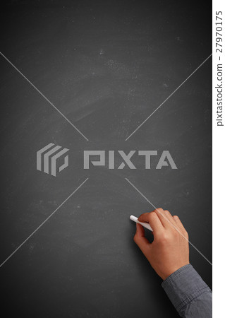 Hand writing on blank chalkboard 27970175
