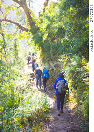 Hiking to Himalaya mountain in Nepal , trekking  27972398