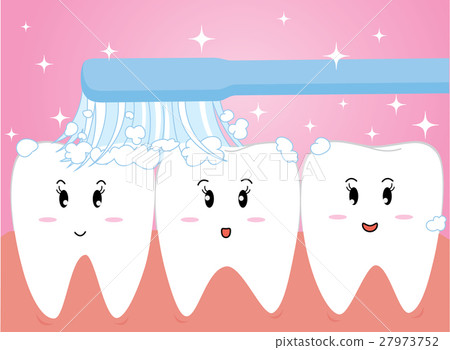 Happy cute cartoon tooth and toothbrush Happy cute cartoon tooth and toothbrush 27973752