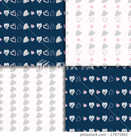Doodle seamless pattern set with hearts 27973802