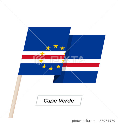 Cape Verde Ribbon Waving Flag Isolated on White 27974579