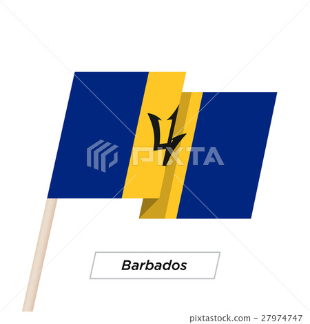 Barbados Ribbon Waving Flag Isolated on White 27974747