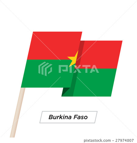 Burkina Faso Ribbon Waving Flag Isolated on White 27974807