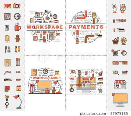 Set line art flat icons - Stock Illustration [27975186] - PIXTA