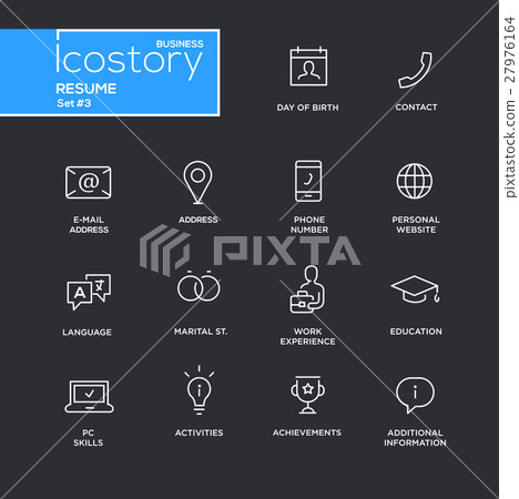 Modern resume simple thin line design icons Modern resume simple thin line design icons 27976164