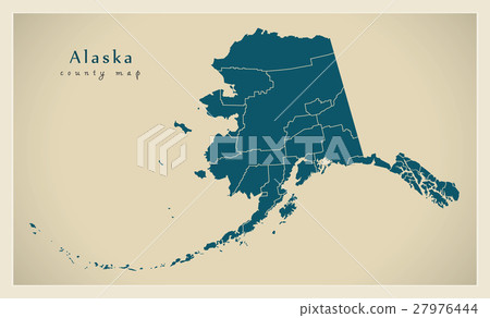 Modern Map - Alaska county map USA illustration Modern Map - Alaska county map USA illustration 27976444