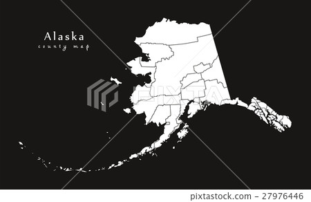 Modern Map - Alaska black county map USA Modern Map - Alaska black county map USA 27976446