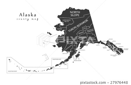 Modern Map - Alaska county map with labels USA Modern Map - Alaska county map with labels USA 27976448