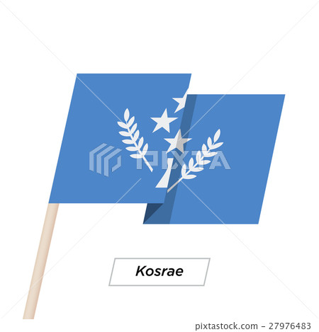 Kosrae Ribbon Waving Flag Isolated on White - Stock Illustration ...