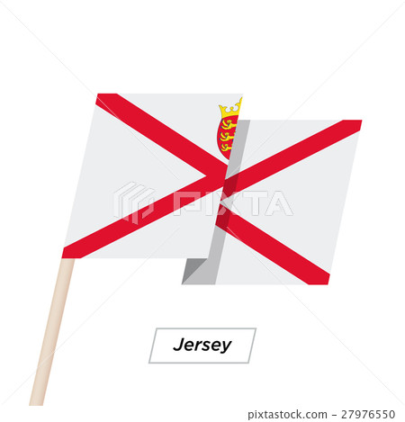 Jersey Ribbon Waving Flag Isolated on White Jersey Ribbon Waving Flag Isolated on White 27976550