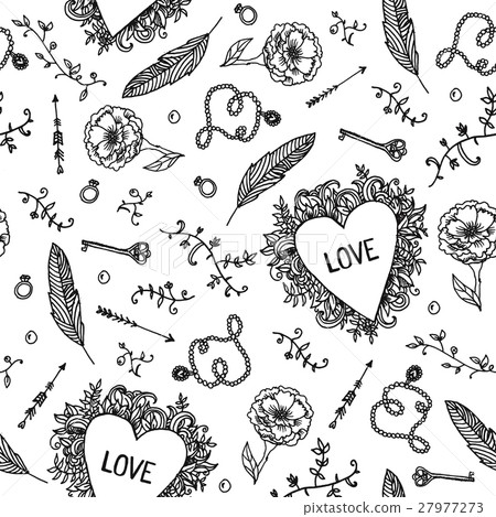 Vector vintage romantic hand drawn seamless Vector vintage romantic hand drawn seamless 27977273