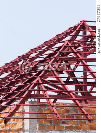 structural steel beam on roof of building structural steel beam on roof of building 27977392