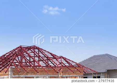 structural steel beam on roof of building structural steel beam on roof of building 27977416