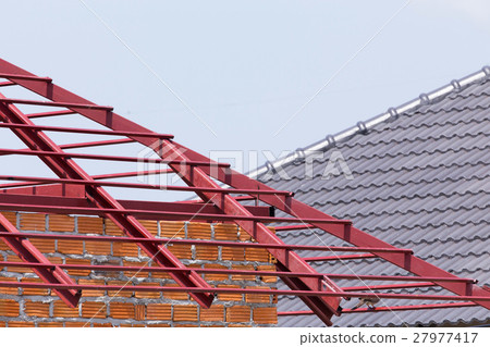 structural steel beam on roof of building structural steel beam on roof of building 27977417