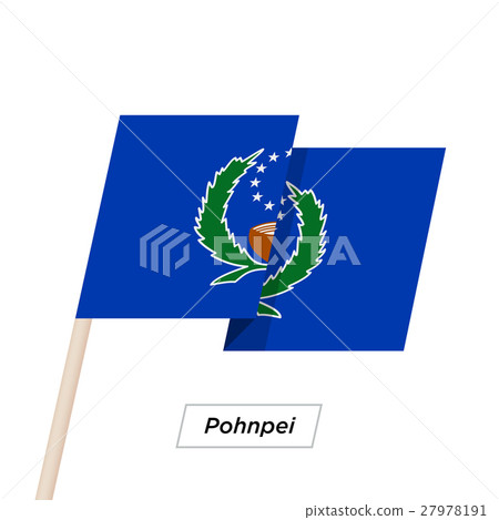 Pohnpei Ribbon Waving Flag Isolated on White 27978191