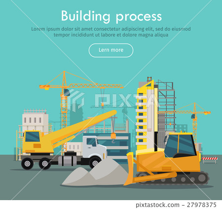 Building Process Web Banner Concept in Flat Style. Building Process Web Banner Concept in Flat Style. 27978375