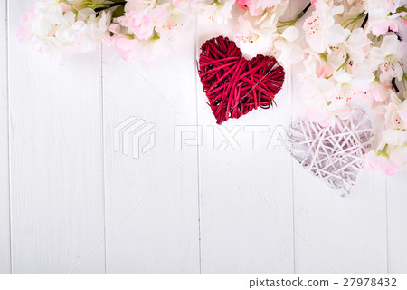 Two hearts and flowers. Two hearts and flowers. 27978432