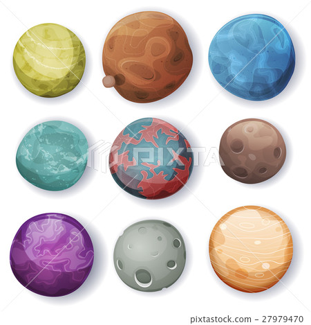Comic Planets And Space Asteroids Set 27979470
