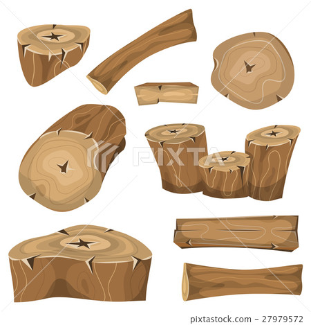 Wood Logs, Trunks And Planks Set 27979572
